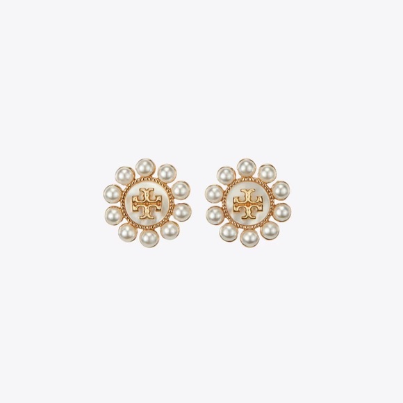 TORY BURCH - Kira Pearl Flower Stud earrings - Picture 1 of 1
